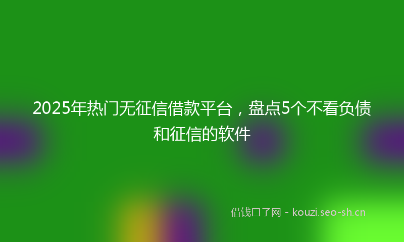 2025年热门无征信借款平台,盘点5个不看负债和征信的软件