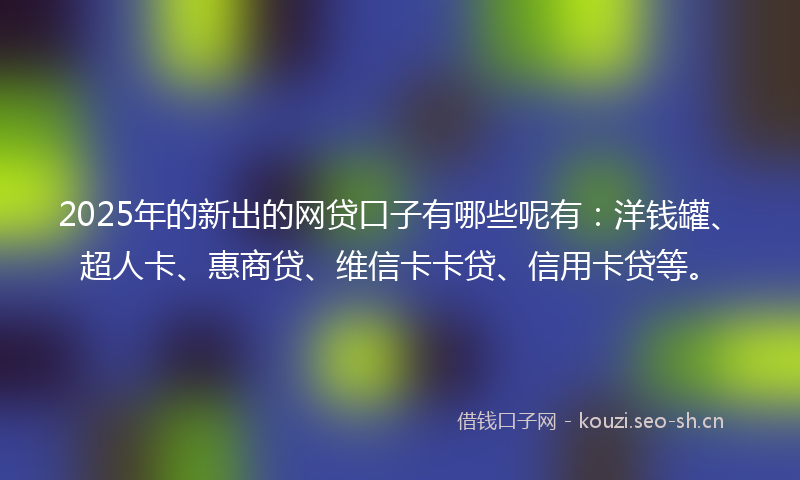2025年的新出的网贷口子有哪些呢有：洋钱罐、超人卡、惠商贷、维信卡卡贷、信用卡贷等。