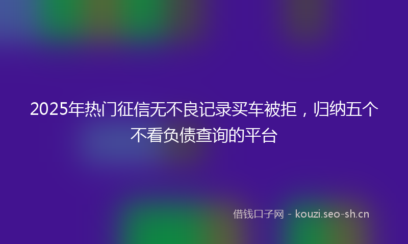 2025年热门征信无不良记录买车被拒，归纳五个不看负债查询的平台