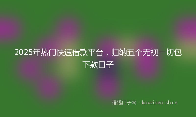 2025年热门快速借款平台，归纳五个无视一切包下款口子