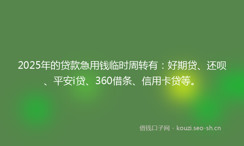 2025年的贷款急用钱临时周转有：好期贷、还呗、平安i贷、360借条、信用卡贷等。