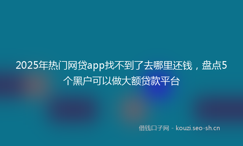 2025年热门网贷app找不到了去哪里还钱，盘点5个黑户可以做大额贷款平台