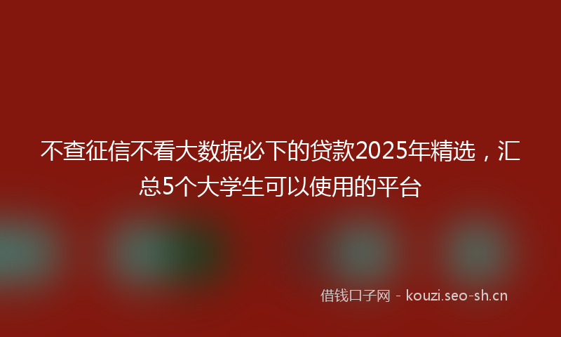 不查征信不看大数据必下的贷款2025年精选，汇总5个大学生可以使用的平台