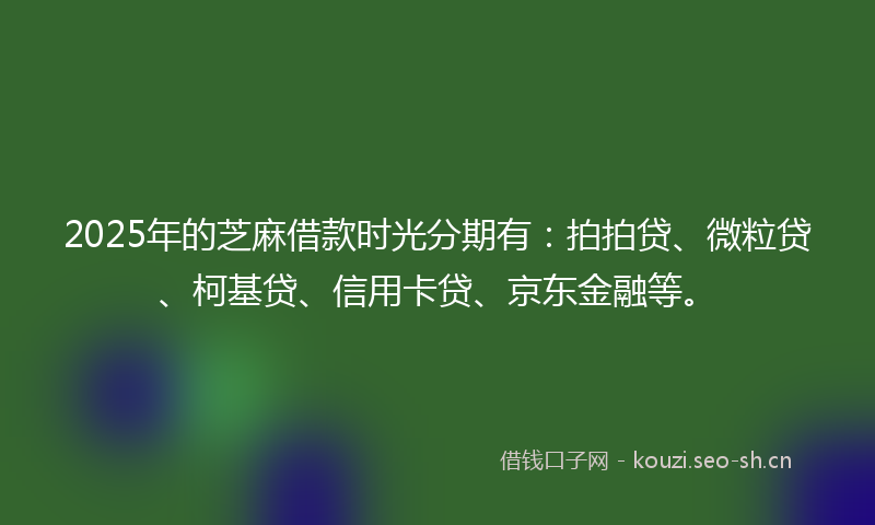 2025年的芝麻借款时光分期有：拍拍贷、微粒贷、柯基贷、信用卡贷、京东金融等。