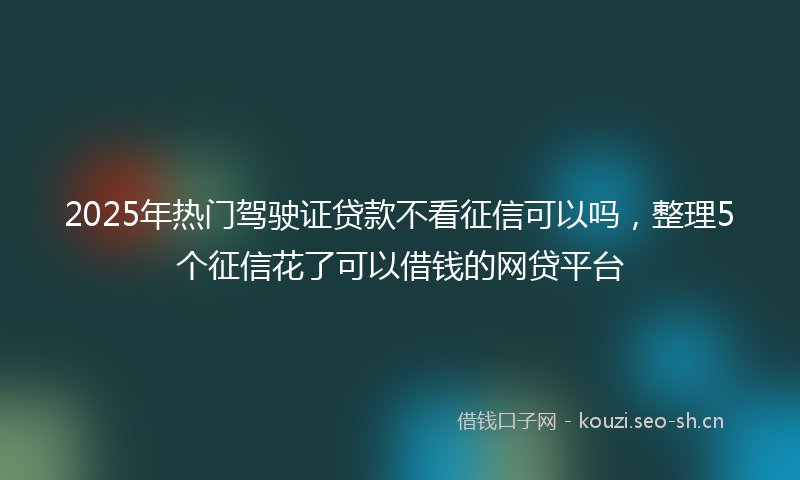 2025年热门驾驶证贷款不看征信可以吗，整理5个征信花了可以借钱的网贷平台