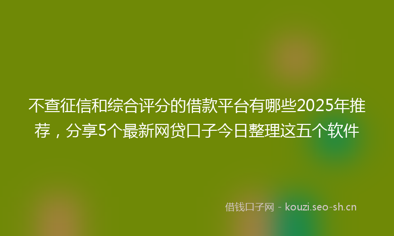 不查征信和综合评分的借款平台有哪些2025年推荐，分享5个最新网贷口子今日整理这五个软件