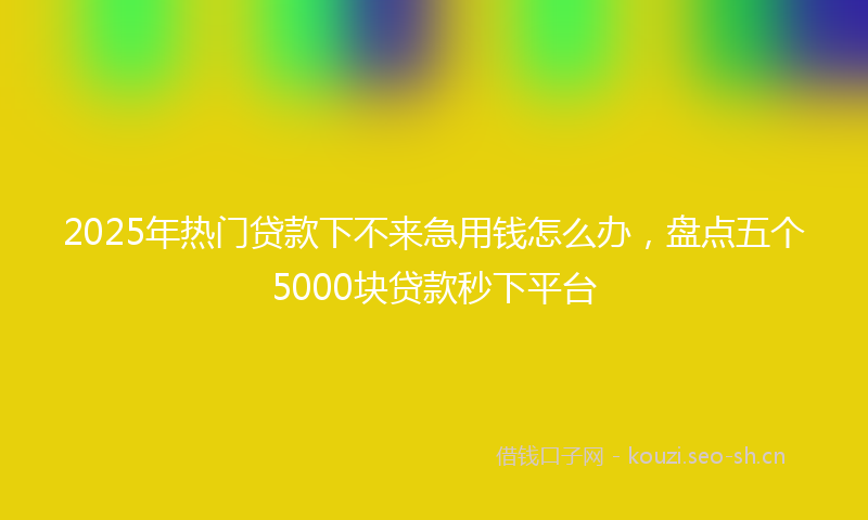 2025年热门贷款下不来急用钱怎么办，盘点五个5000块贷款秒下平台