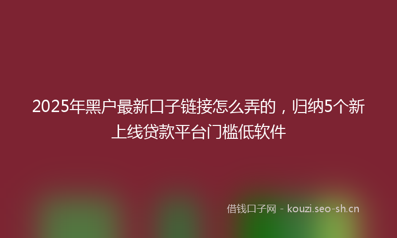 2025年黑户最新口子链接怎么弄的，归纳5个新上线贷款平台门槛低软件