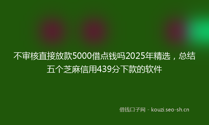 不审核直接放款5000借点钱吗2025年精选，总结五个芝麻信用439分下款的软件