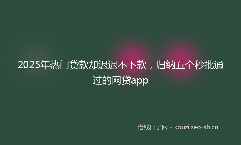 2025年热门贷款却迟迟不下款，归纳五个秒批通过的网贷app