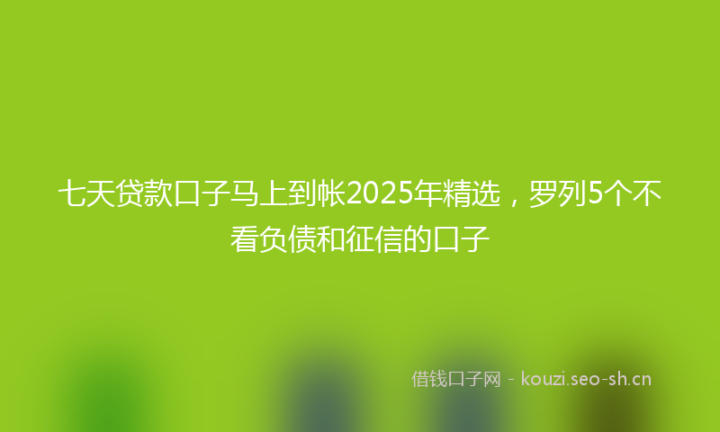 七天贷款口子马上到帐2025年精选，罗列5个不看负债和征信的口子