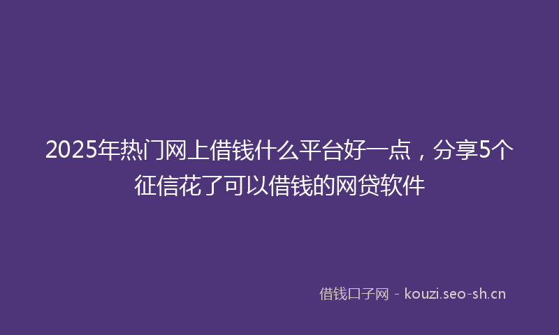 2025年热门网上借钱什么平台好一点，分享5个征信花了可以借钱的网贷软件