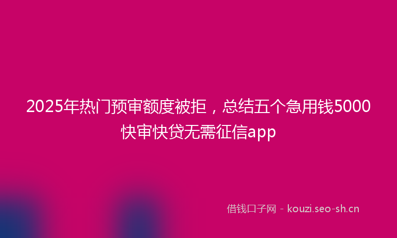 2025年热门预审额度被拒，总结五个急用钱5000快审快贷无需征信app