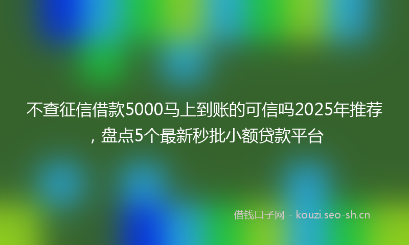 不查征信借款5000马上到账的可信吗2025年推荐,盘点5个最新秒批小额贷款平台