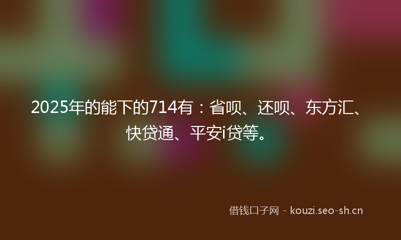 2025年的能下的714有：省呗、还呗、东方汇、快贷通、平安i贷等。