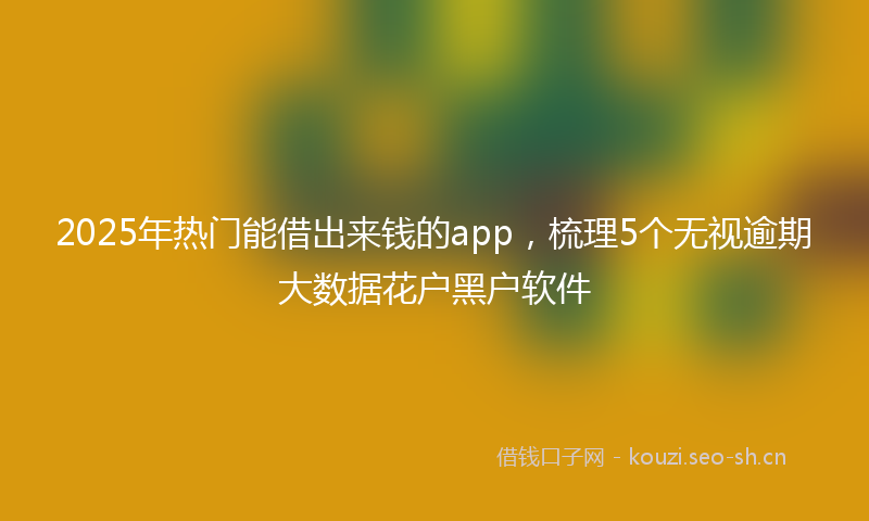 2025年热门能借出来钱的app，梳理5个无视逾期大数据花户黑户软件