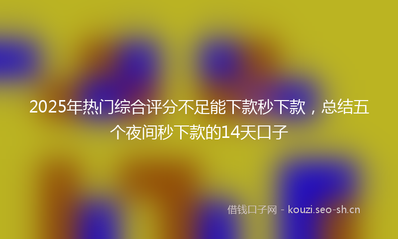 2025年热门综合评分不足能下款秒下款，总结五个夜间秒下款的14天口子