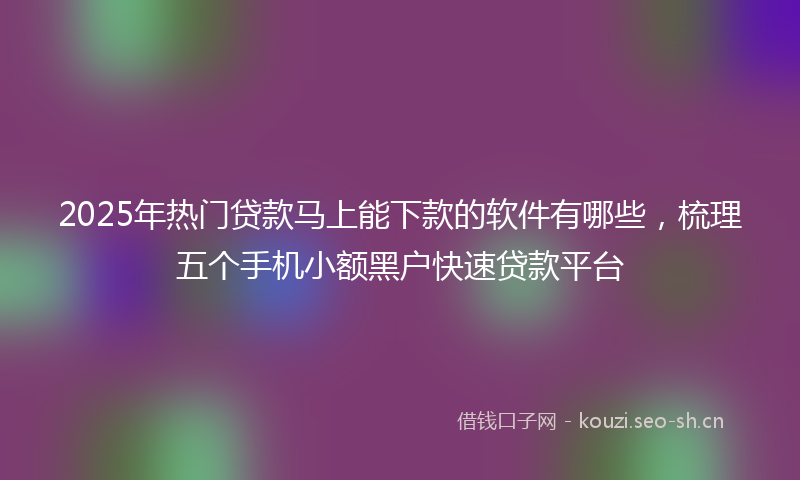 2025年热门贷款马上能下款的软件有哪些，梳理五个手机小额黑户快速贷款平台
