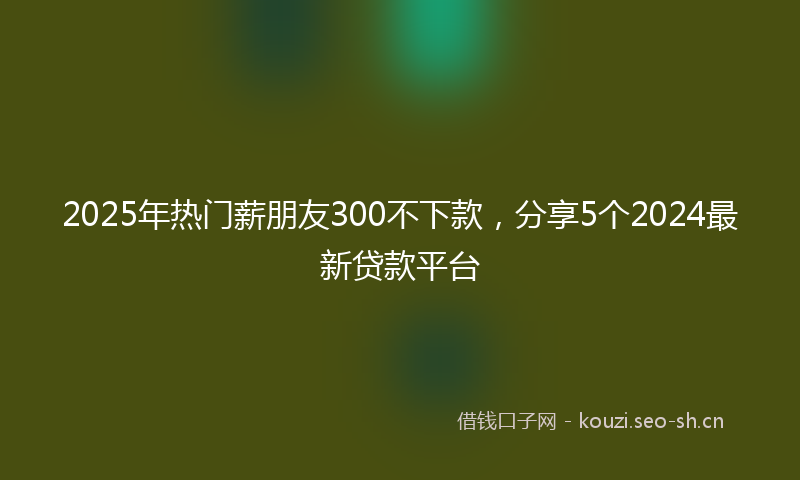 2025年热门薪朋友300不下款，分享5个2024最新贷款平台