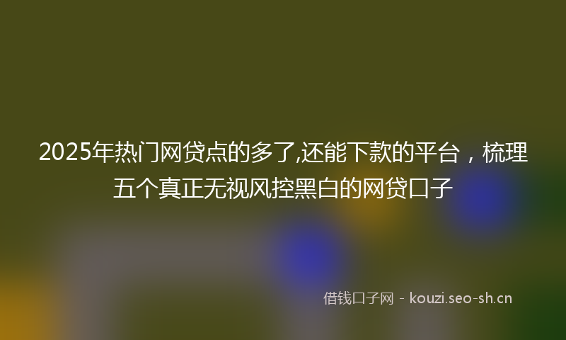 2025年热门网贷点的多了,还能下款的平台，梳理五个真正无视风控黑白的网贷口子