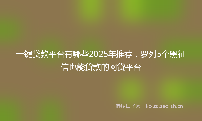一键贷款平台有哪些2025年推荐，罗列5个黑征信也能贷款的网贷平台