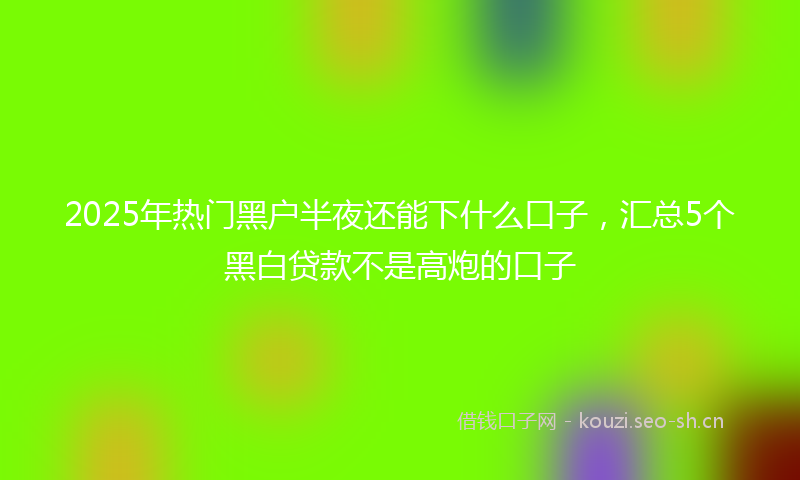 2025年热门黑户半夜还能下什么口子，汇总5个黑白贷款不是高炮的口子