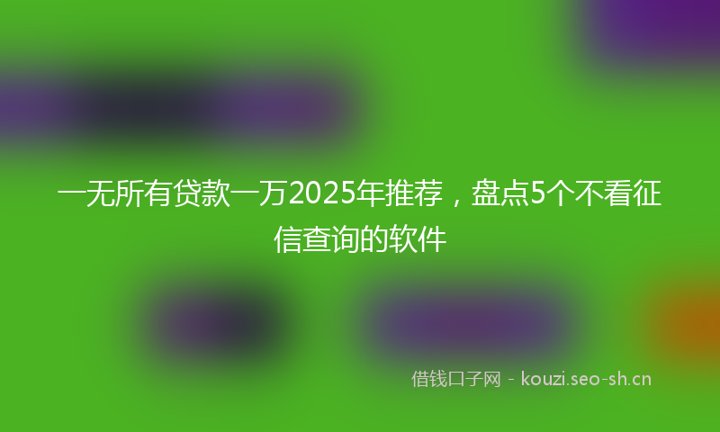 一无所有贷款一万2025年推荐，盘点5个不看征信查询的软件