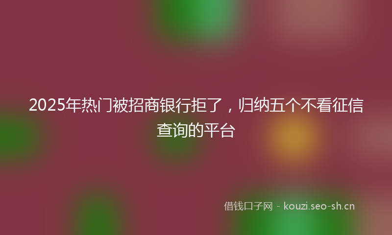 2025年热门被招商银行拒了，归纳五个不看征信查询的平台