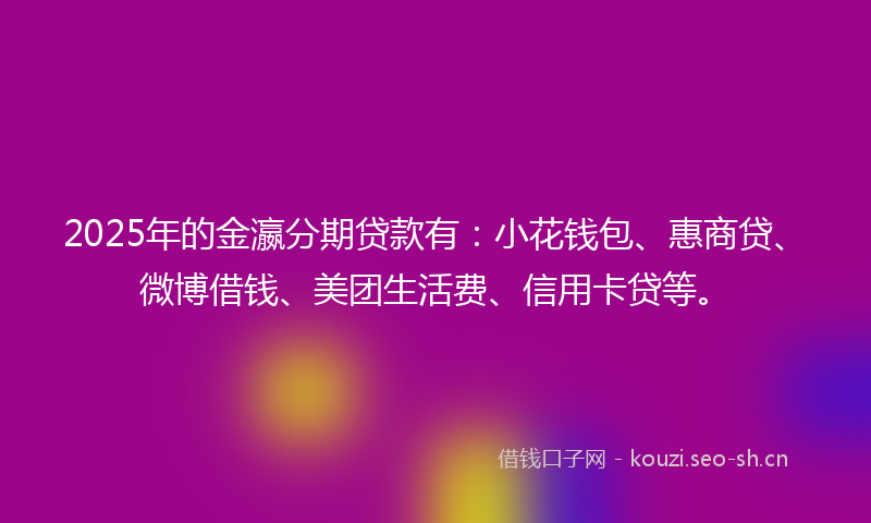 2025年的金瀛分期贷款有:小花钱包、惠商贷、微博借钱、美团生活费、信用卡贷等。