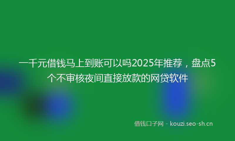 一千元借钱马上到账可以吗2025年推荐，盘点5个不审核夜间直接放款的网贷软件