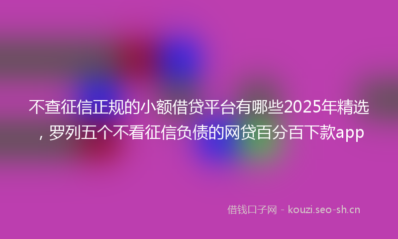 不查征信正规的小额借贷平台有哪些2025年精选，罗列五个不看征信负债的网贷百分百下款app