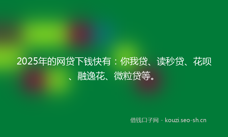 2025年的网贷下钱快有：你我贷、读秒贷、花呗、融逸花、微粒贷等。