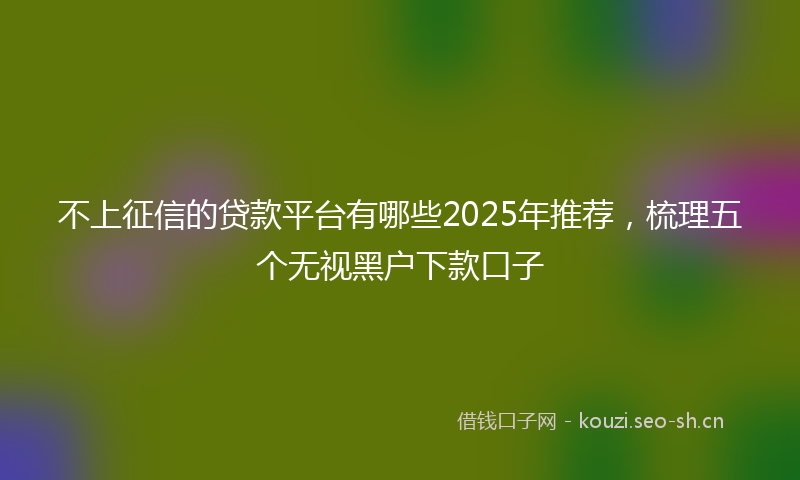 不上征信的贷款平台有哪些2025年推荐,梳理五个无视黑户下款口子