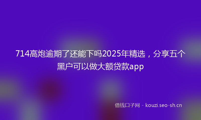 714高炮逾期了还能下吗2025年精选，分享五个黑户可以做大额贷款app