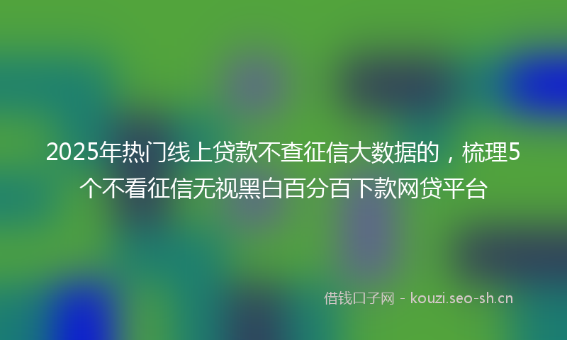 2025年热门线上贷款不查征信大数据的，梳理5个不看征信无视黑白百分百下款网贷平台