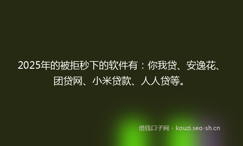 2025年的被拒秒下的软件有：你我贷、安逸花、团贷网、小米贷款、人人贷等。