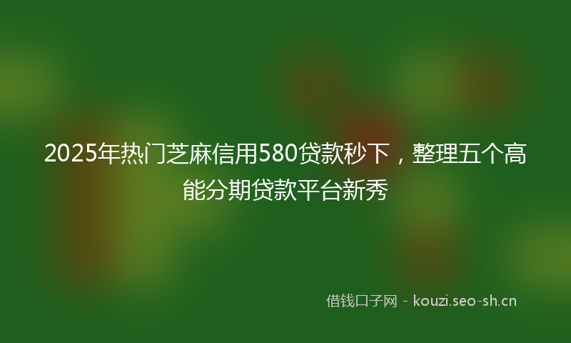 2025年热门芝麻信用580贷款秒下，整理五个高能分期贷款平台新秀