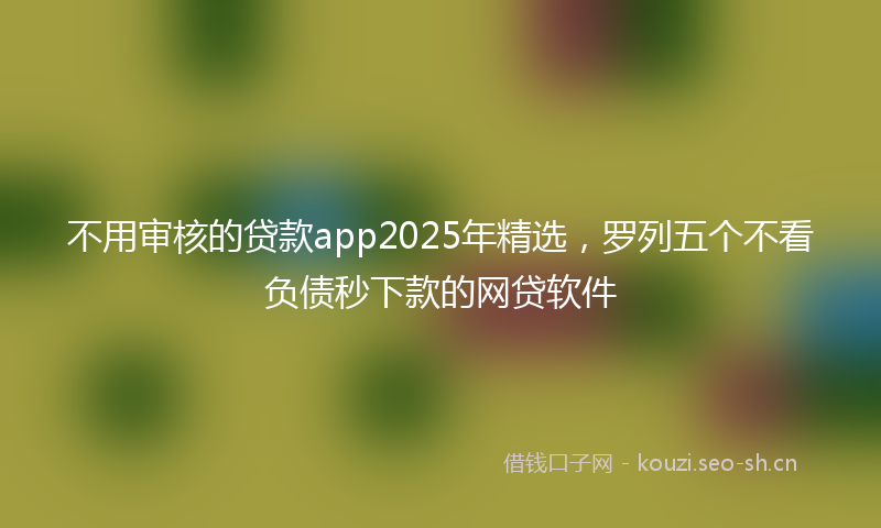 不用审核的贷款app2025年精选，罗列五个不看负债秒下款的网贷软件