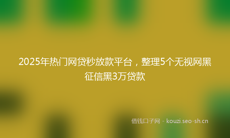 2025年热门网贷秒放款平台，整理5个无视网黑征信黑3万贷款