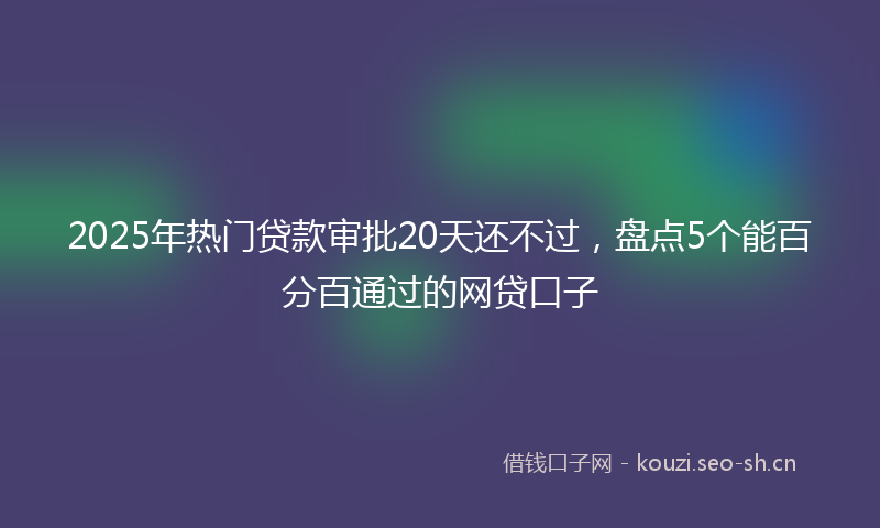 2025年热门贷款审批20天还不过，盘点5个能百分百通过的网贷口子