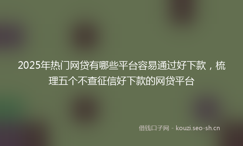2025年热门网贷有哪些平台容易通过好下款，梳理五个不查征信好下款的网贷平台