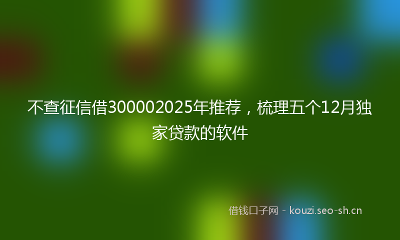不查征信借300002025年推荐，梳理五个12月独家贷款的软件