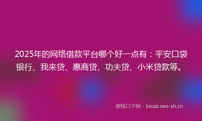 2025年的网络借款平台哪个好一点有：平安口袋银行、我来贷、惠商贷、功夫贷、小米贷款等。
