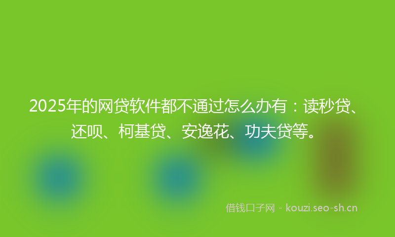 2025年的网贷软件都不通过怎么办有：读秒贷、还呗、柯基贷、安逸花、功夫贷等。