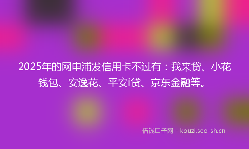 2025年的网申浦发信用卡不过有：我来贷、小花钱包、安逸花、平安i贷、京东金融等。