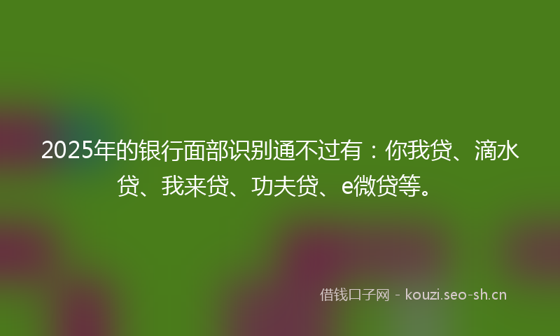 2025年的银行面部识别通不过有：你我贷、滴水贷、我来贷、功夫贷、e微贷等。