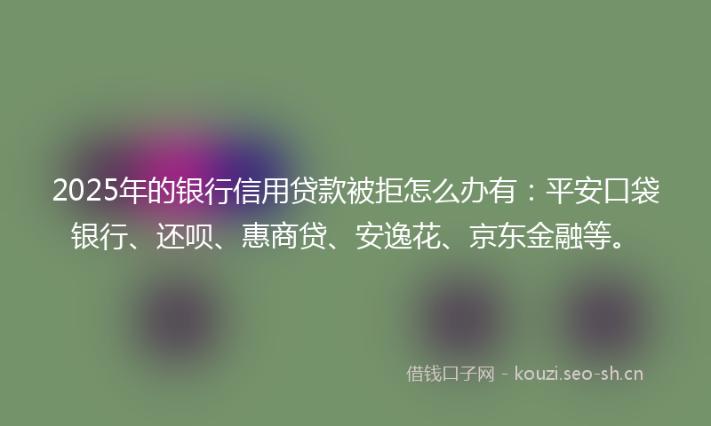 2025年的银行信用贷款被拒怎么办有：平安口袋银行、还呗、惠商贷、安逸花、京东金融等。