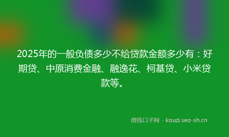 2025年的一般负债多少不给贷款金额多少有：好期贷、中原消费金融、融逸花、柯基贷、小米贷款等。
