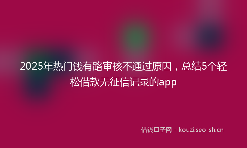 2025年热门钱有路审核不通过原因，总结5个轻松借款无征信记录的app