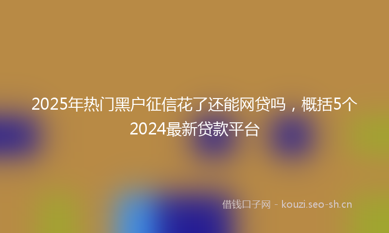 2025年热门黑户征信花了还能网贷吗，概括5个2024最新贷款平台
